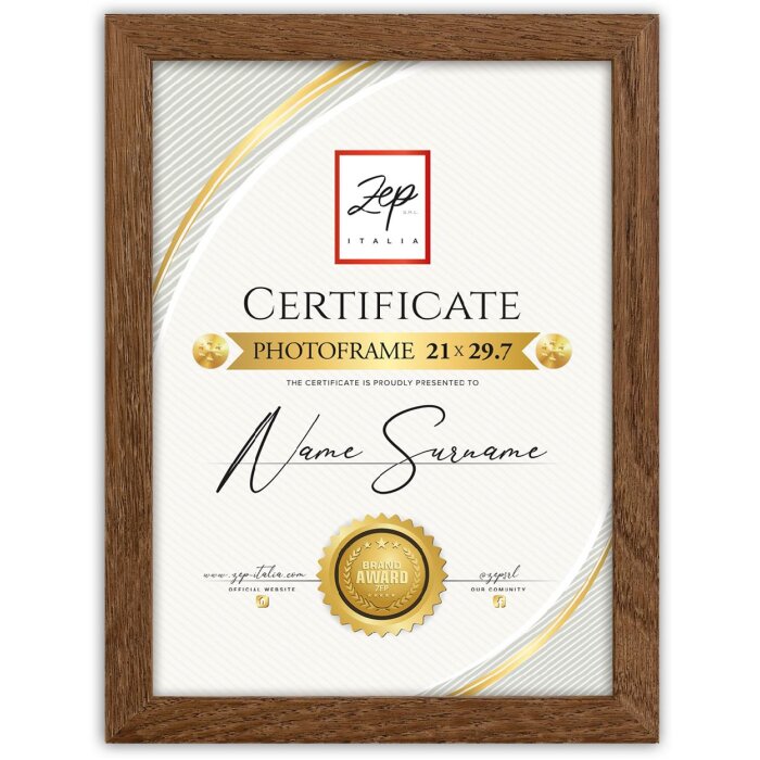 ZEP wooden picture frame Certificate brown 21x29.7 cm