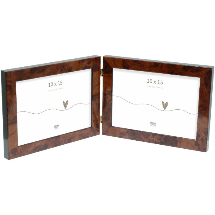 Deknudt S47EG1 Double frame burl wood colour Horizontal 10x15 cm