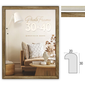 ZEP picture frame Genova MDF wood look clear glass brown white 20x30 cm to 50x70 cm