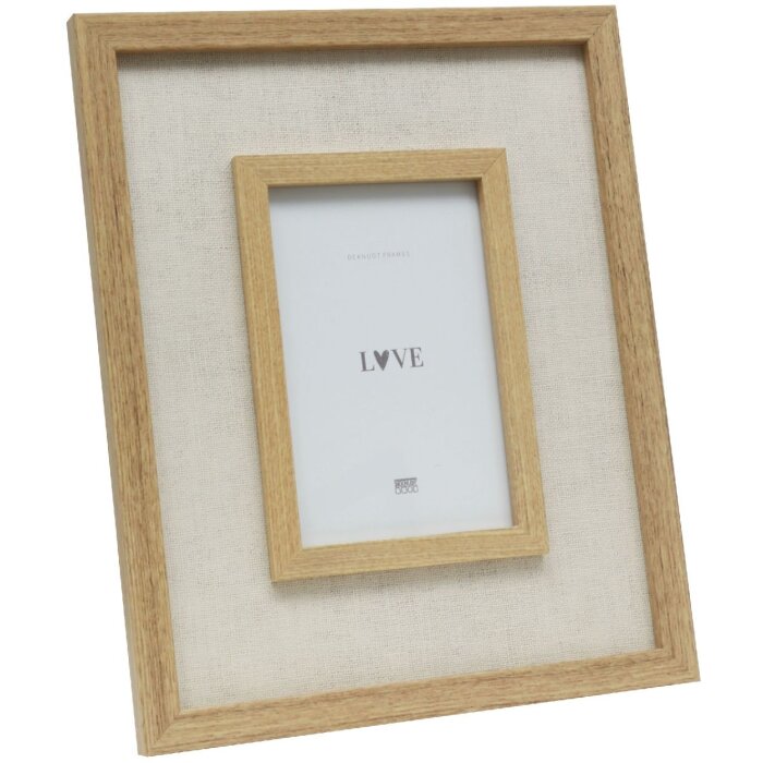 Deknudt S68UE3 picture frame natural wood/beige linen 10x15 cm