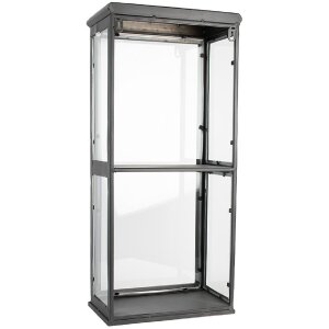 Display cabinet iron glass black 31x21x70 cm Wall shelf