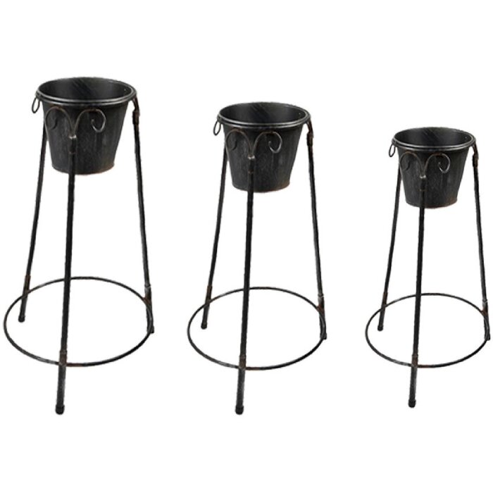 Clayre & Eef 5Y1109 Plant holder upright (set 3) 38x38x79/36x34x61/28x27x49 cm