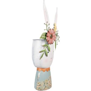 Clayre & Eef 5Y1213 Decorative Bunny with Flowers White Coloured 29x19x62 cm