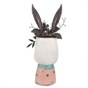 Clayre & Eef 5Y1214 Flower Pot Rabbit Pink Turquoise 29x19x62 cm