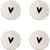 Clayre & Eef 65285 Doorknob Heart White Black Ø 4x3/6 cm Set of 4 pieces