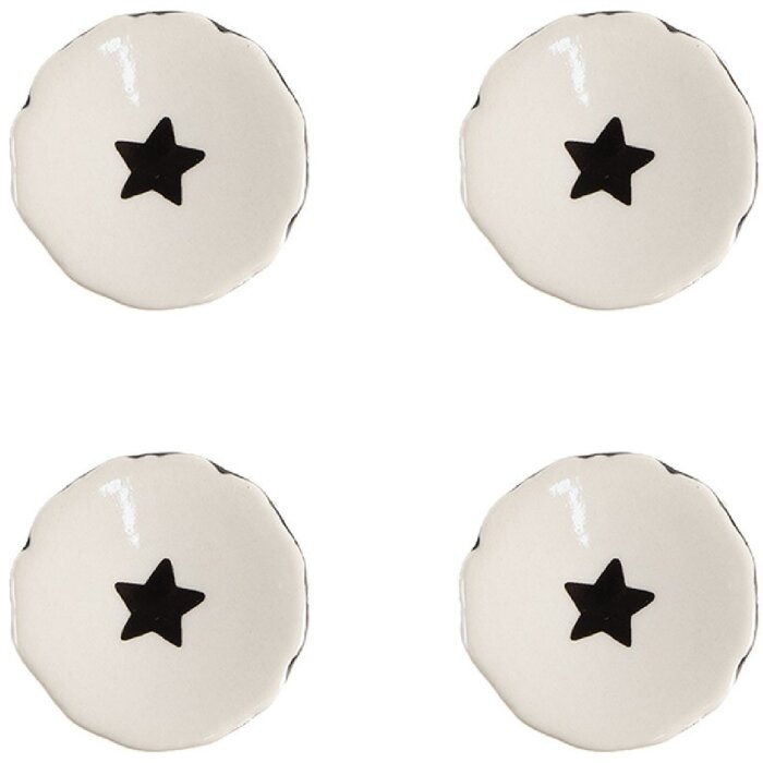 Clayre & Eef 65288 Door knob star motif white black Ø4x3/6 cm