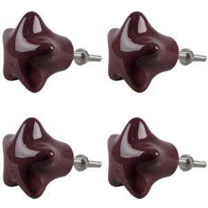 Clayre & Eef 65292 Door knob star Bordeaux Ø 4x3/6 cm