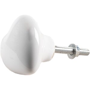 Clayre & Eef 65293 Door Knob Heart White Ceramic Ø 4x3/6 cm