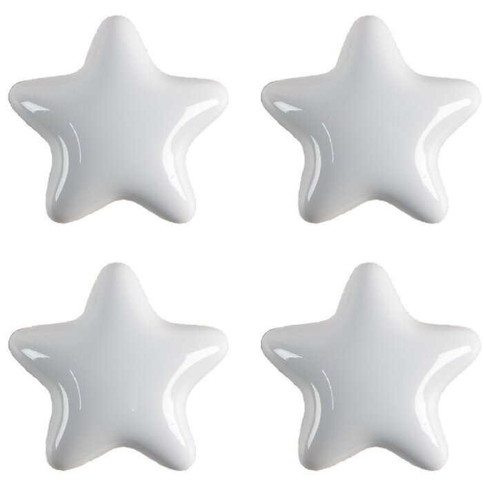 Clayre & Eef 65296 Door knob star shape white Ø 4x3/6 cm