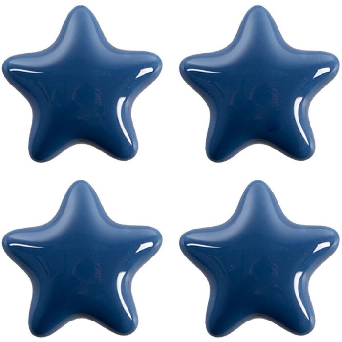 Clayre & Eef 65297 Door knob star shape dark blue 4x3/6 cm