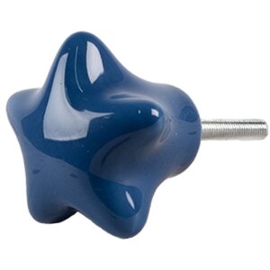 Clayre & Eef 65297 Door knob star shape dark blue 4x3/6 cm