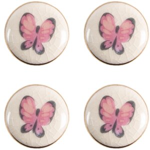 Clayre & Eef 65301 Doorknob Butterfly Pink White...