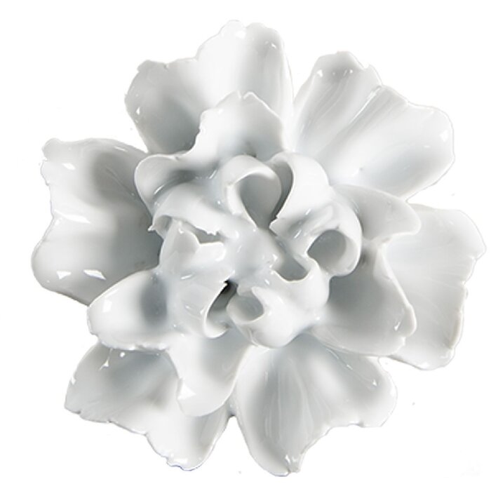 Clayre & Eef 65305 Door knob flower shape ceramic white Ø 6x3/6 cm