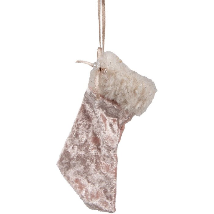 Clayre & Eef 65368 Christmas stocking decoration 6x1x14 cm Beige