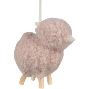 Clayre & Eef 65369 Decoration Hanger Sheep Pink 8x3x6 cm