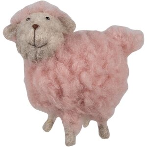 Clayre & Eef 65378 Decoration Sheep Pink 14x7x10 cm