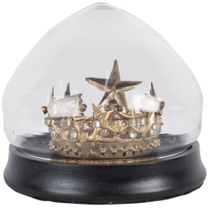 Clayre & Eef 65467 Glass bell jar with crown decoration Ø 13x12 cm