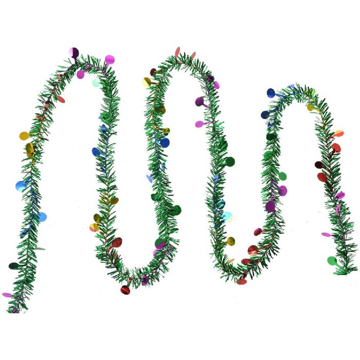 Clayre & Eef 65486 Christmas garland green colourful 450 cm Set 12