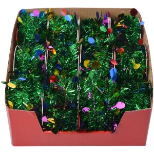 Clayre & Eef 65486 Christmas garland green colourful 450 cm Set 12