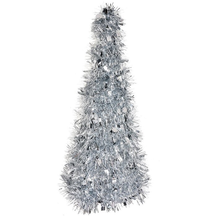 Clayre & Eef 65541M Decoration Christmas tree silver Ø 16x38 cm