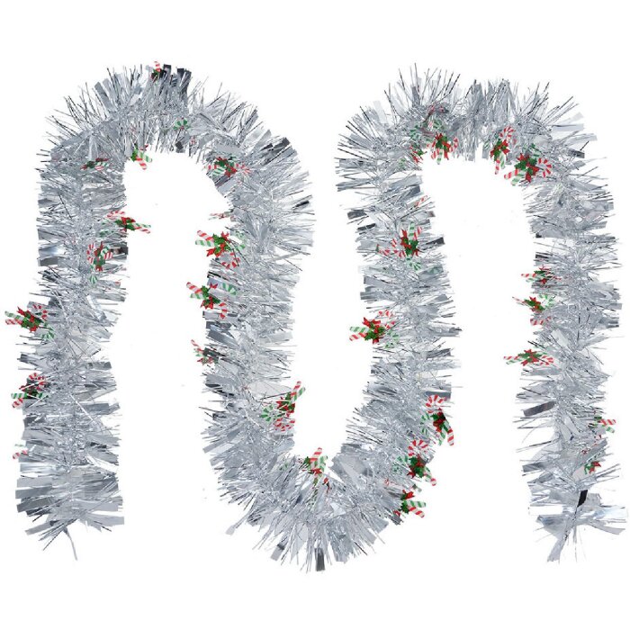 Clayre & Eef 65548 Christmas garland silver with candy canes 200 cm