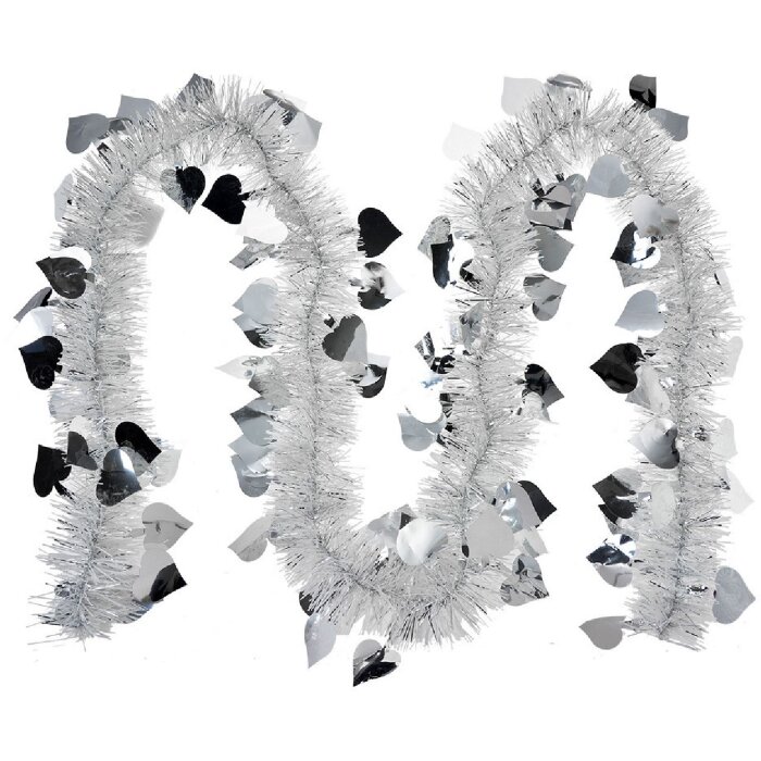 Clayre & Eef 65561W Garland Christmas heart decoration silver 200cm