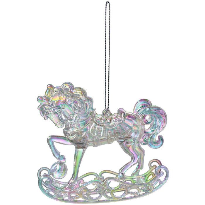 Clayre & Eef 65603 Decoration hanging rocking horse transparent 10x3x10 cm