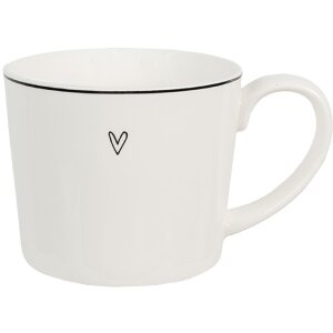 Clayre & Eef 6CEMU0142 Mug Heart White 12x8x7 cm 275 ml