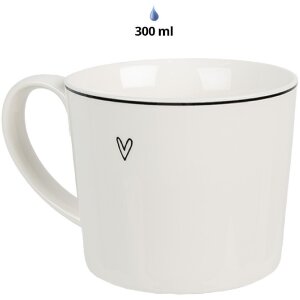 Clayre & Eef 6CEMU0142 Mug Heart White 12x8x7 cm 275 ml