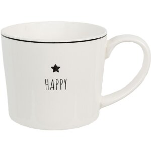 Clayre & Eef 6CEMU0145 Mug Happy 12x8x7 cm 275 ml White