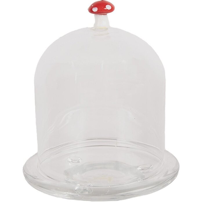 Clayre & Eef 6GL4444 Glass Bell Jar Red White Ø 10x12 cm