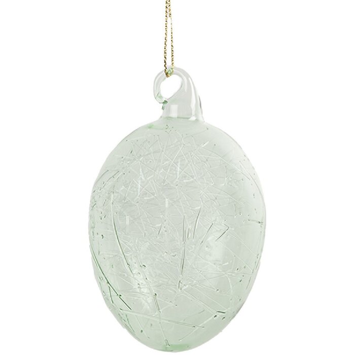 Clayre & Eef 6GL4449 Decoration Hanging Egg Glass Green Ø 6x10 cm