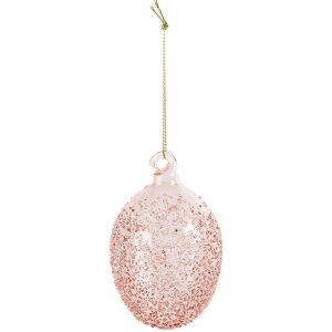 Clayre & Eef 6GL4450 Hanging Egg Decoration Ø 6x9 cm Pink Glass