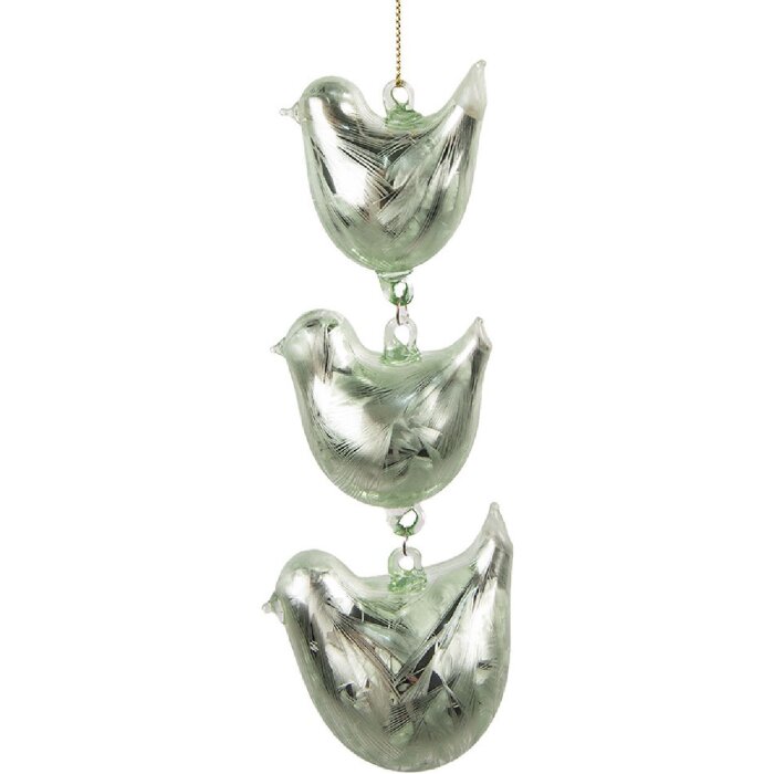 Clayre & Eef 6GL4455 Decoration Hanger Birds Green 7x5x16 cm