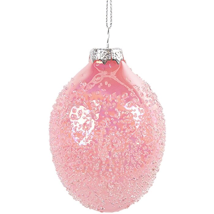 Clayre & Eef 6GL4457 Easter Pendant Egg Pink Glass Ø 6x9 cm