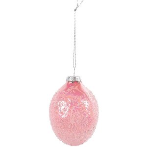 Clayre & Eef 6GL4457 Easter Pendant Egg Pink Glass Ø 6x9 cm