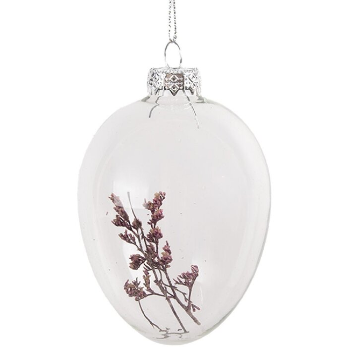 Clayre & Eef 6GL4461 Easter egg pendant 7x10 cm transparent glass