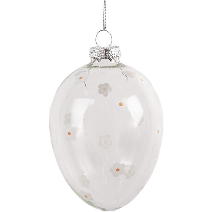 Clayre & Eef 6GL4463 Easter egg pendant 7x10 cm transparent glass