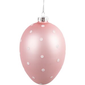 Clayre & Eef 6GL4469 Decorative egg pink with white...