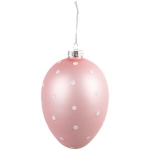 Clayre & Eef 6GL4469 Decorative egg pink with white dots Ø 10x16 cm