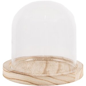 Clayre & Eef 6GL4479 Glass bell jar wood look...