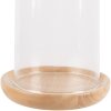 Clayre & Eef 6GL4481 Glass Bell Wooden Coaster Ø 13x16 cm