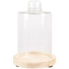 Clayre & Eef 6GL4482 Glass bell jar with wooden base Ø 11x17 cm