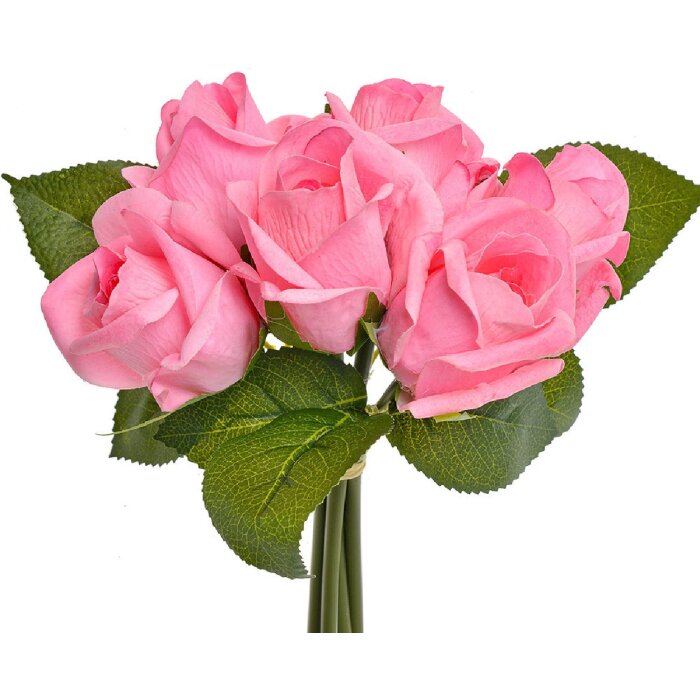 Clayre & Eef 6PL0238 Artificial Flower Bouquet with 6 Roses Pink 16x16x24 cm