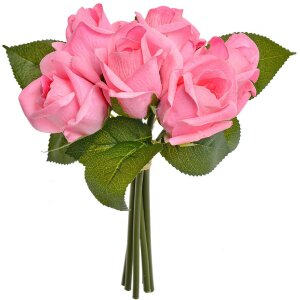 Clayre & Eef 6PL0238 Artificial Flower Bouquet with 6 Roses Pink 16x16x24 cm