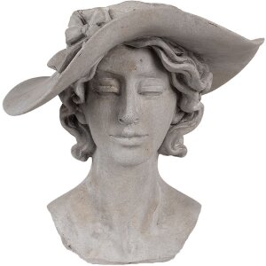 Clayre & Eef 6PR4979 Flower Pot Woman with Hat Grey...