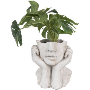 Clayre & Eef 6TE0498L Flower Pot Face 20x17x22 cm Grey