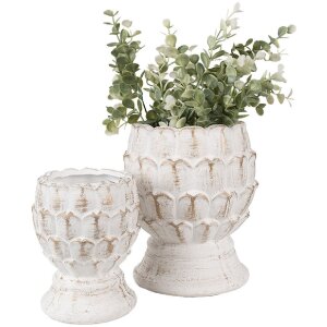 Clayre & Eef 6TE0510M Flower Pot White Ø 15x18 cm