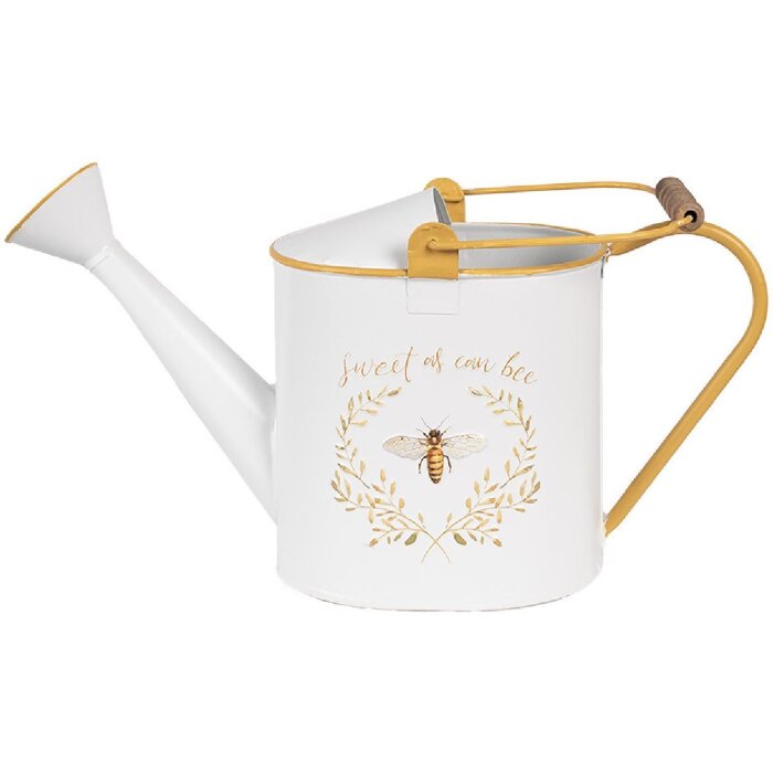 Clayre & Eef 6Y5510 Decoration Watering Can White Yellow 39x13x21 cm