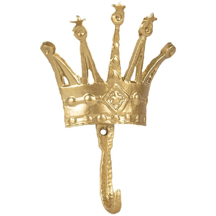 Clayre & Eef 6Y5548 Wall Hook Crown Gold 11x3x18 cm